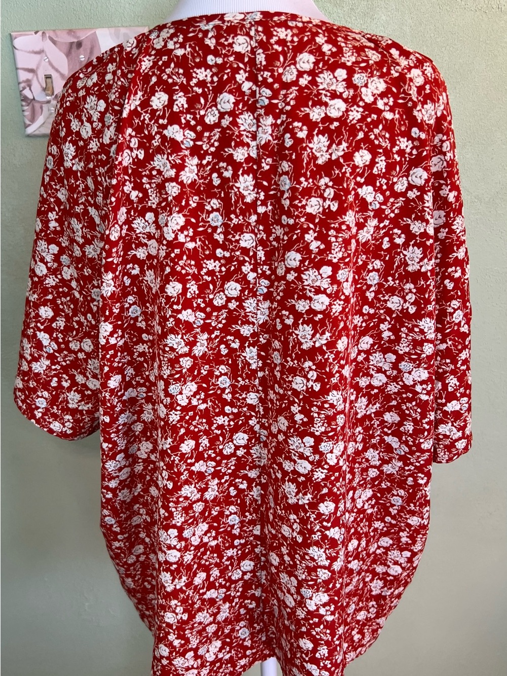 Source Unknown Orange Floral V-Neck Tunic Top - Picture 3 of 5